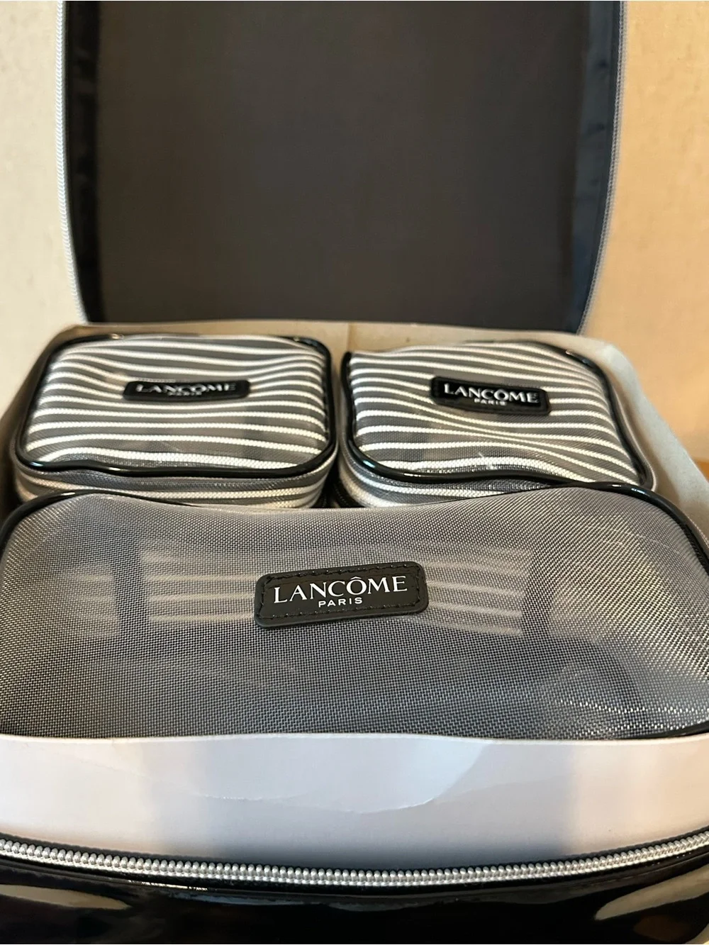 Lancome White Travel Cosmetic Bag with an extra 3 Pouch Inside